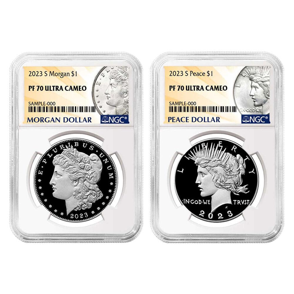 2023 S 2023-S Proof $1 Morgan and Peace Silver Dollar 2pc Set NGC